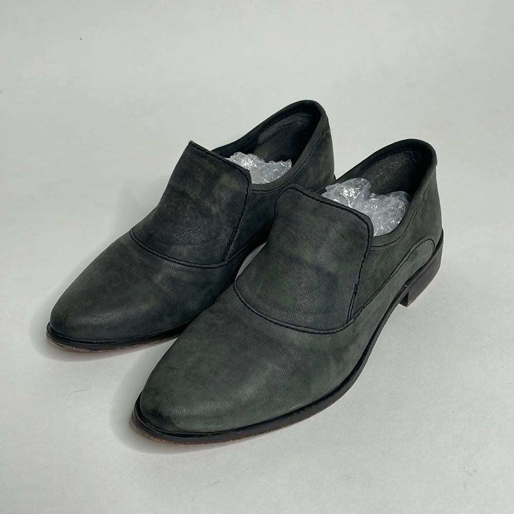 Free People Gray Leather Oxfords